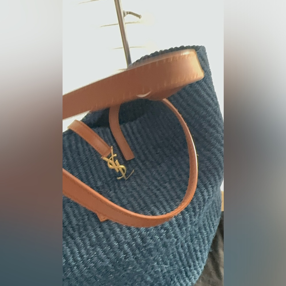 NWT Saint Laurent YSL Borsa A Mano Hobo Tote Bag In Blue/Orchid Brick - Picture 5 of 17